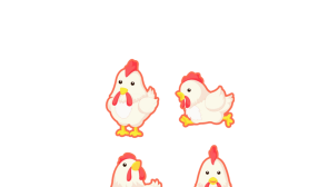 卡通的彩色四只小鸡