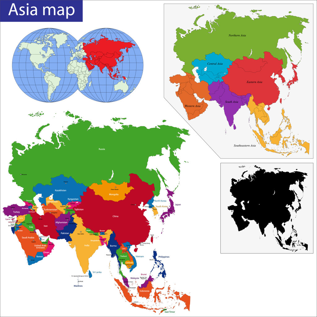 亚洲地图中英文版_亚洲地图库